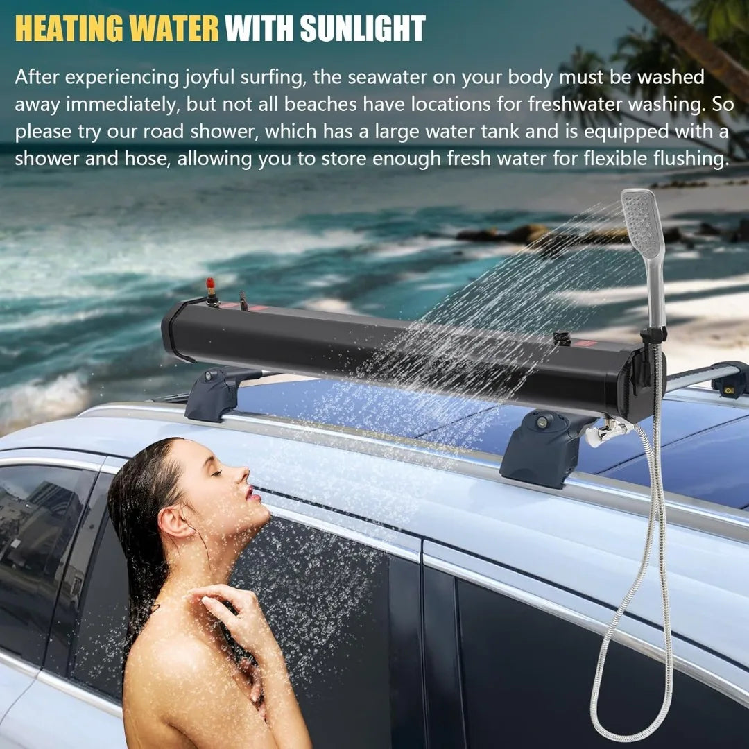 Portable Pressurized Camping Shower - 5L Water Tank with Handheld Showerhead for Outdoor Includes Storage Bag