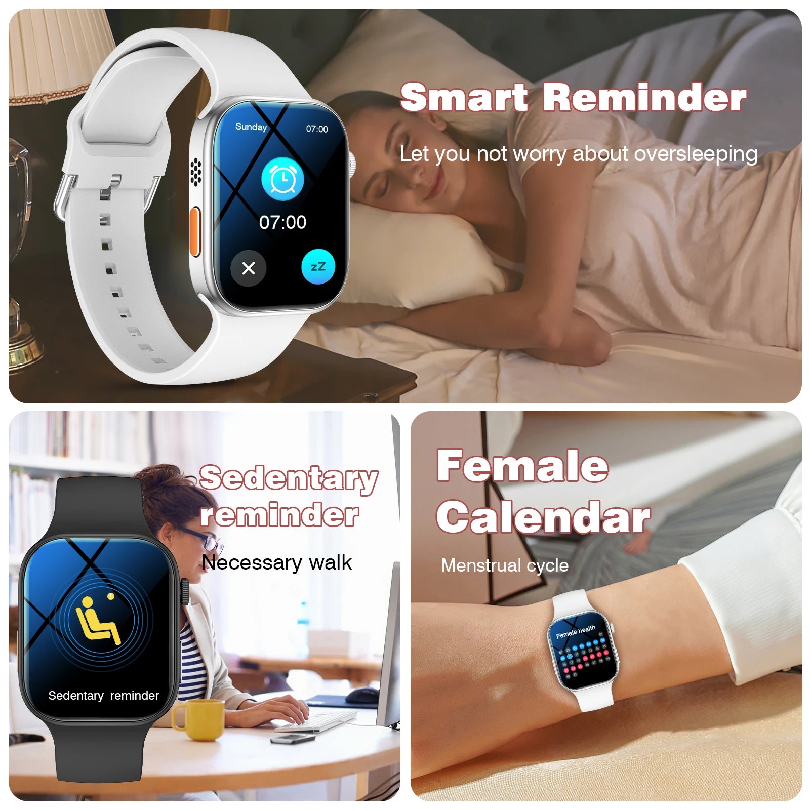 Smart watch, wireless calling, message reminder, multi-sport LED HD screen,