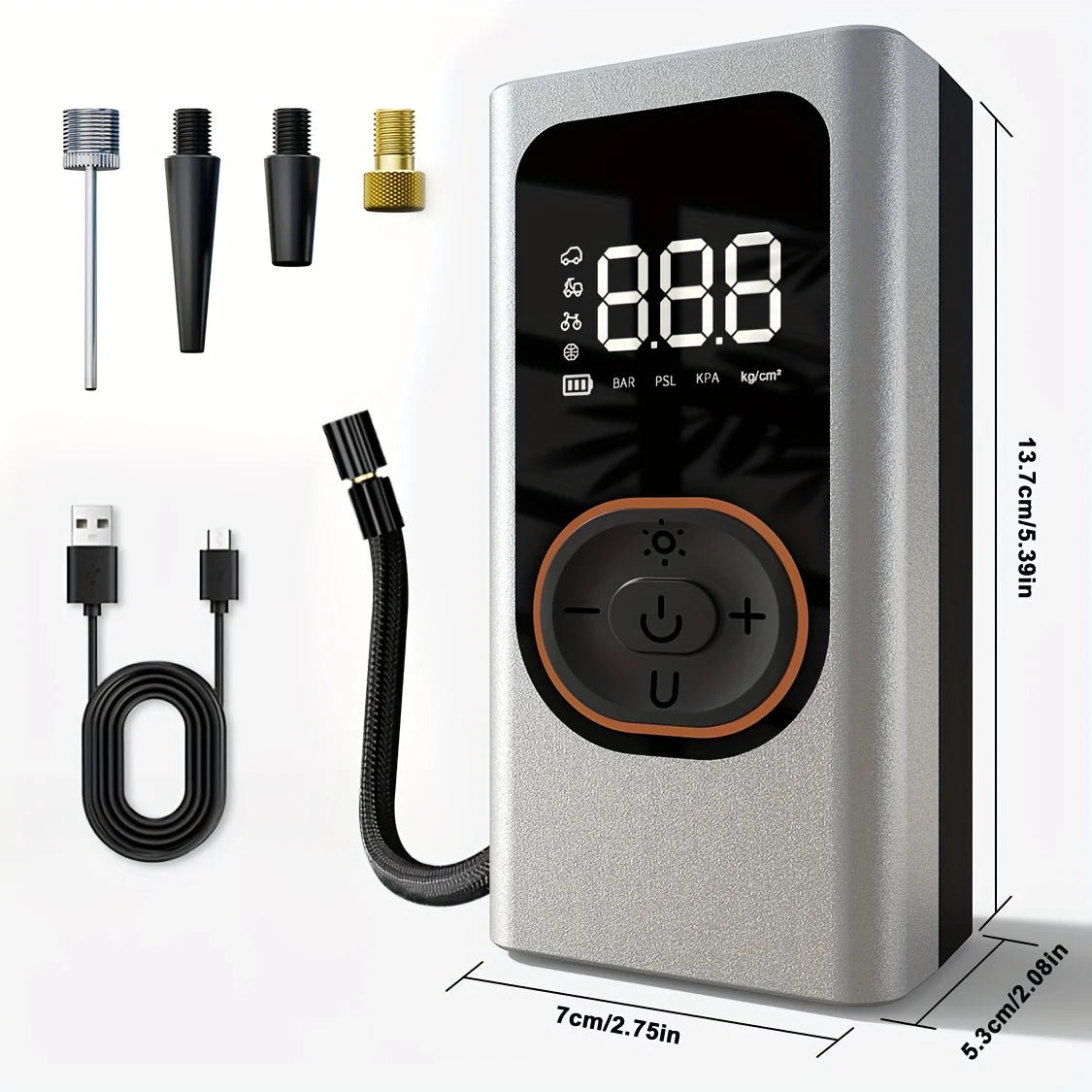 Multifunction Digital Air Pump, Portable Tire Inflator  Balls, Boats, Camping