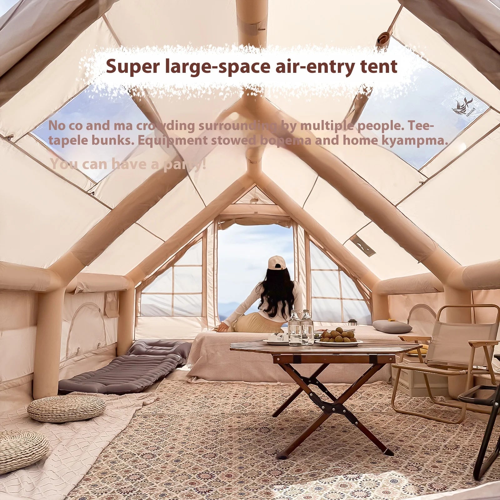 Inflatable Tents For Adult Camping, Luxury Camping Tents, With Stove Plug, 4/6/8 Person