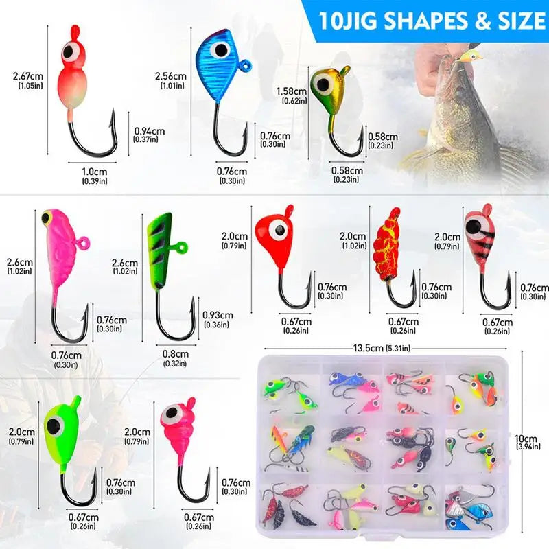 Ice Fishing Lures Artificial Bait Set Fishing Lures Tackle Hook Accessories for Crappie Walleye Freshwater Topwater Saltwater