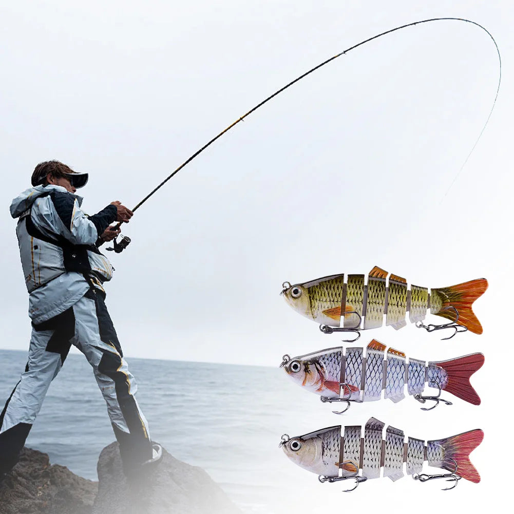 10cm/16.5g Robotic Fishing Lure with Treble Hooks Lifelike Slow Sinking Fish Bait Bionic