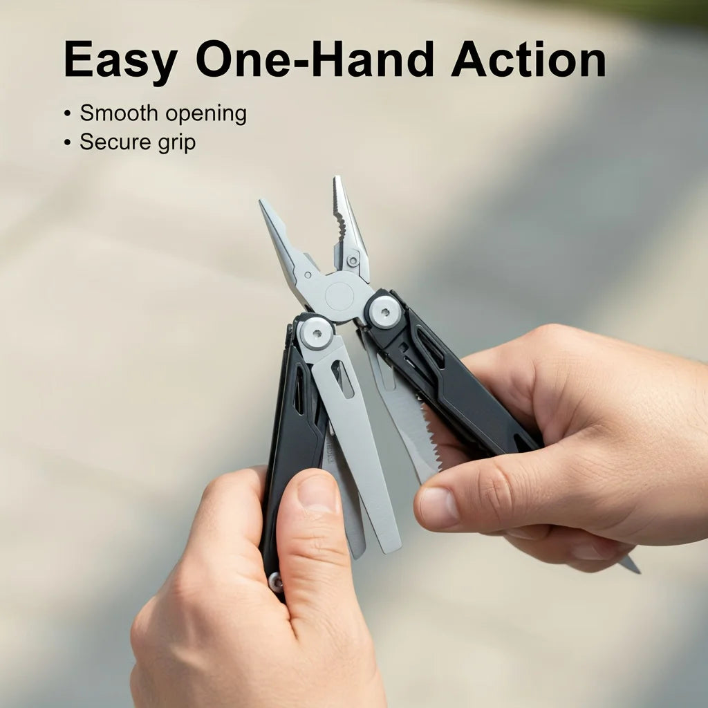 27 in 1 Multitool Pliers - Stainless Steel Survival Tool with Screwdriver/Saw/Spring Scissors