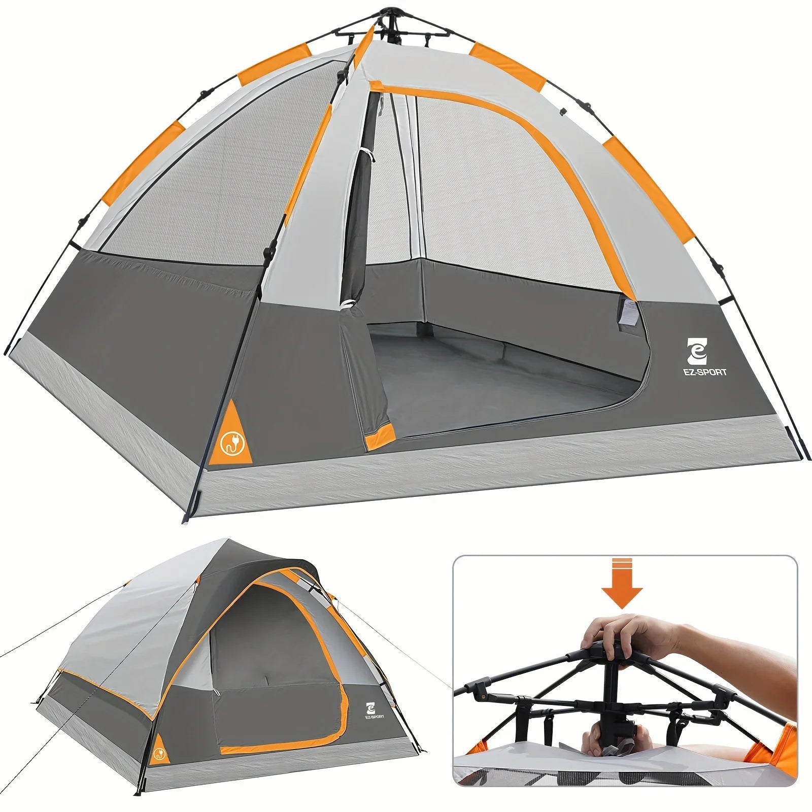 Pop Up Camping Tent - 4 Person Instant Easy Set Up Tent with Removable Rain Fly