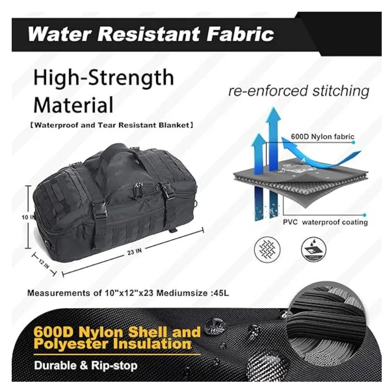 45L Large Capacity Durable 3-in-1 Duffle Backpack