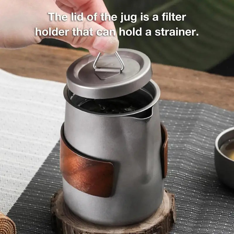 Camping Tableware Set Lightweight Titanium Coffee Pot Tea Kettle Outdoor Camping Kettle Set 3 Cups Tea Set For Hiking Picnic