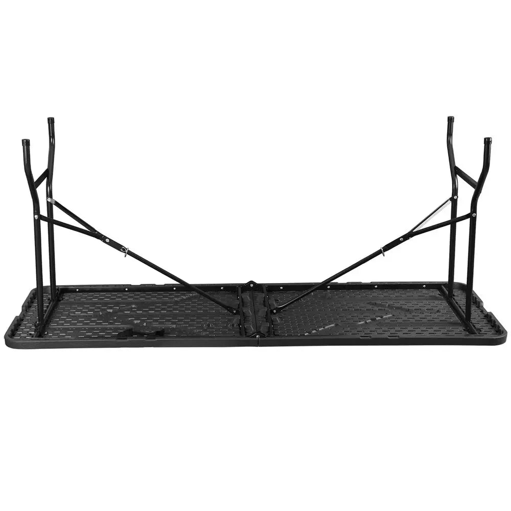 6 FT Folding Table Portable Fold-in-Half Plastic Table for Picnic Camping Black