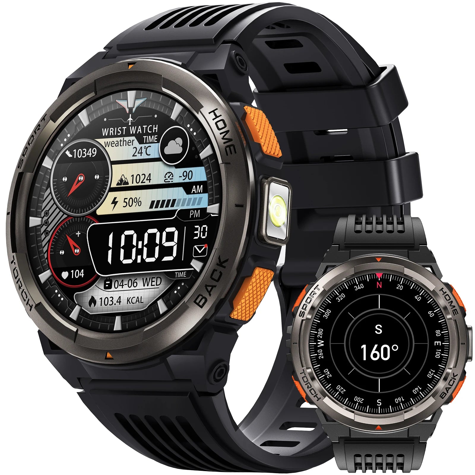 1.45 Inch Smart Watch Waterproof Original Design Sports  LED Flashlight