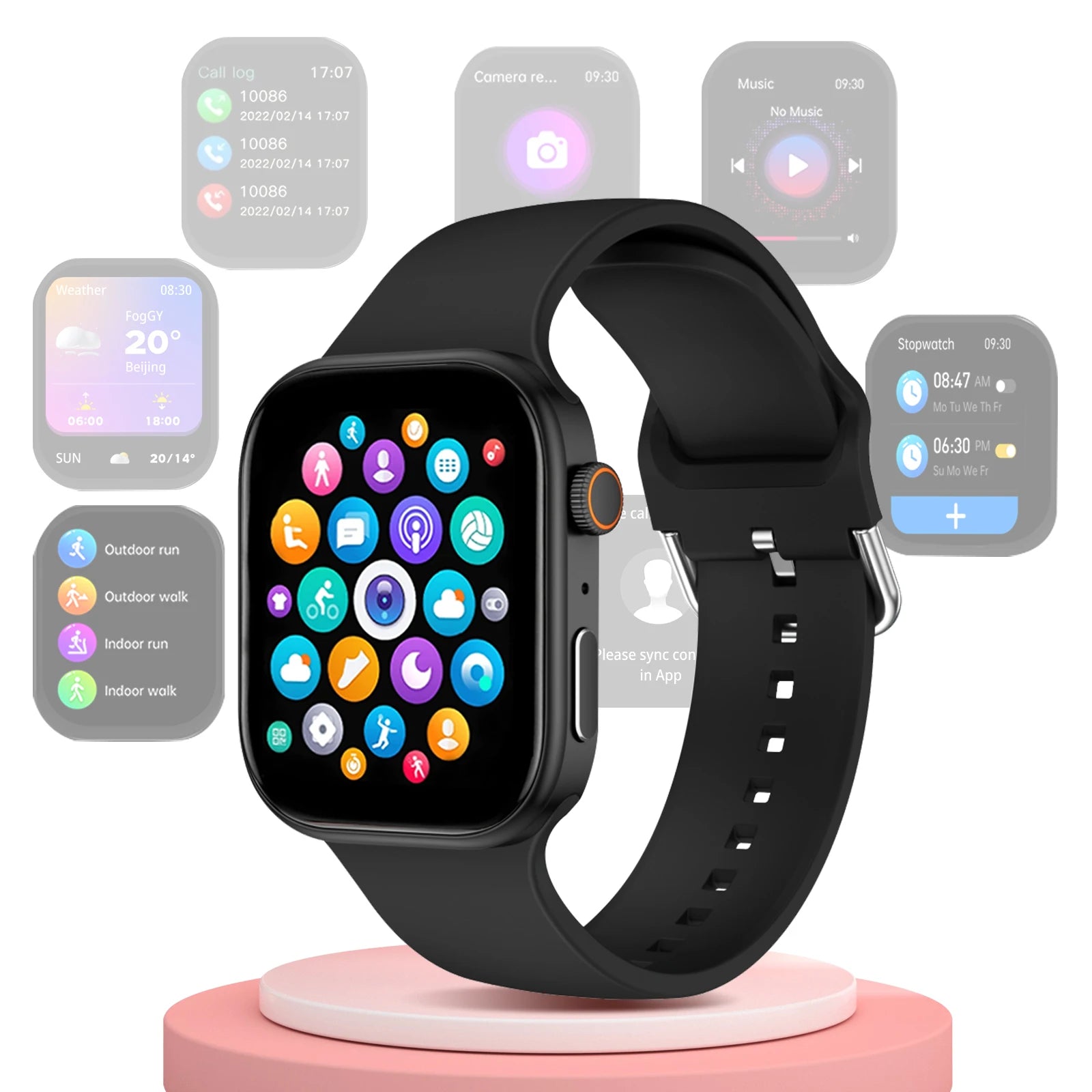 Smart watch, wireless calling, message reminder, multi-sport LED HD screen,