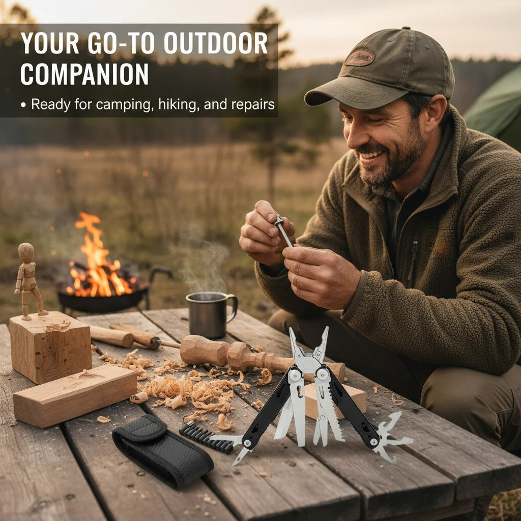 27 in 1 Multitool Pliers - Stainless Steel Survival Tool with Screwdriver/Saw/Spring Scissors