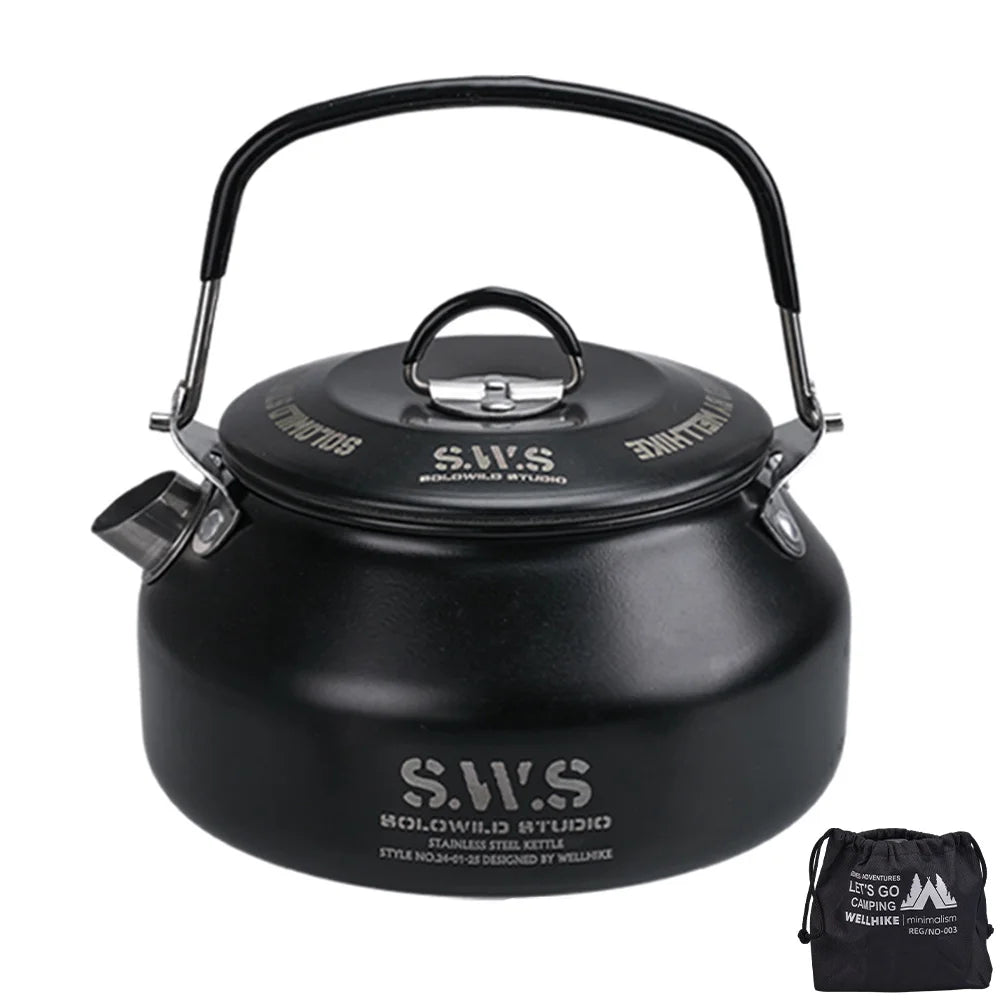 0.8L Portable Hiking Kettle 304 Stainless Steel Ultralight Coffee Kettle