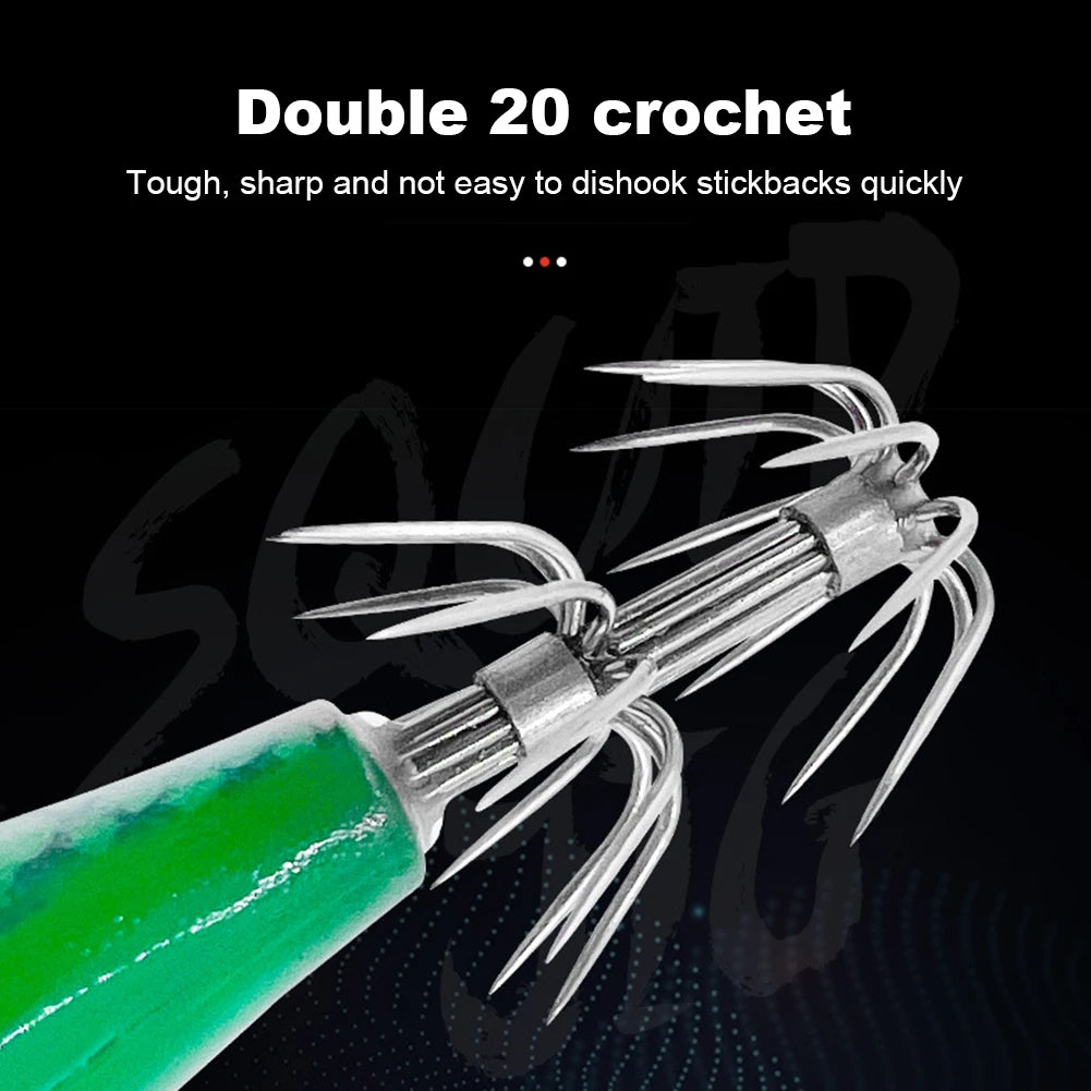 3-1Pcs Squid Jig Hook Fishing Lure Luminous 8cm 9.5g Artificial Fake Octopus Lures Wood Shrimp Cuttlefish