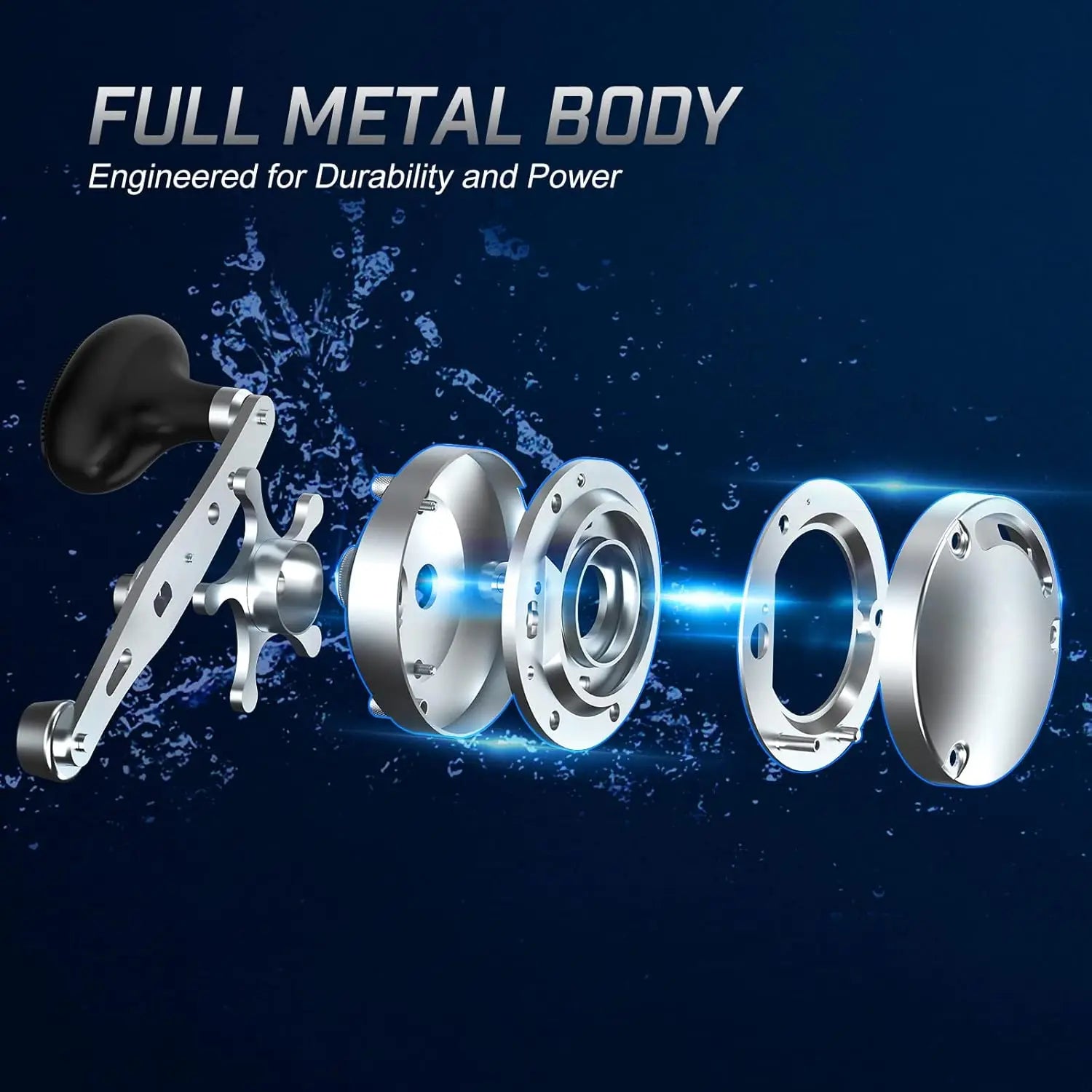 High-Performance Round Baitcasting Reel with Metal Body, Smooth Casting