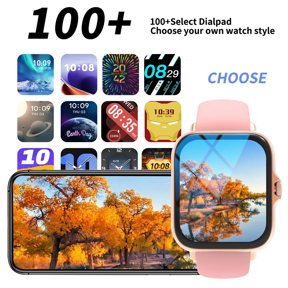 Smart watch with full touch screen, call, message reminder