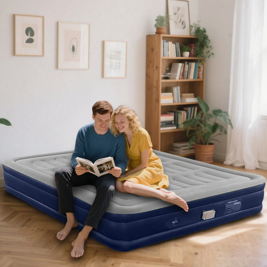Air Mattress With Electric Air Pump Foldable Inflatable Mattress Mat With Soft Flocked Top