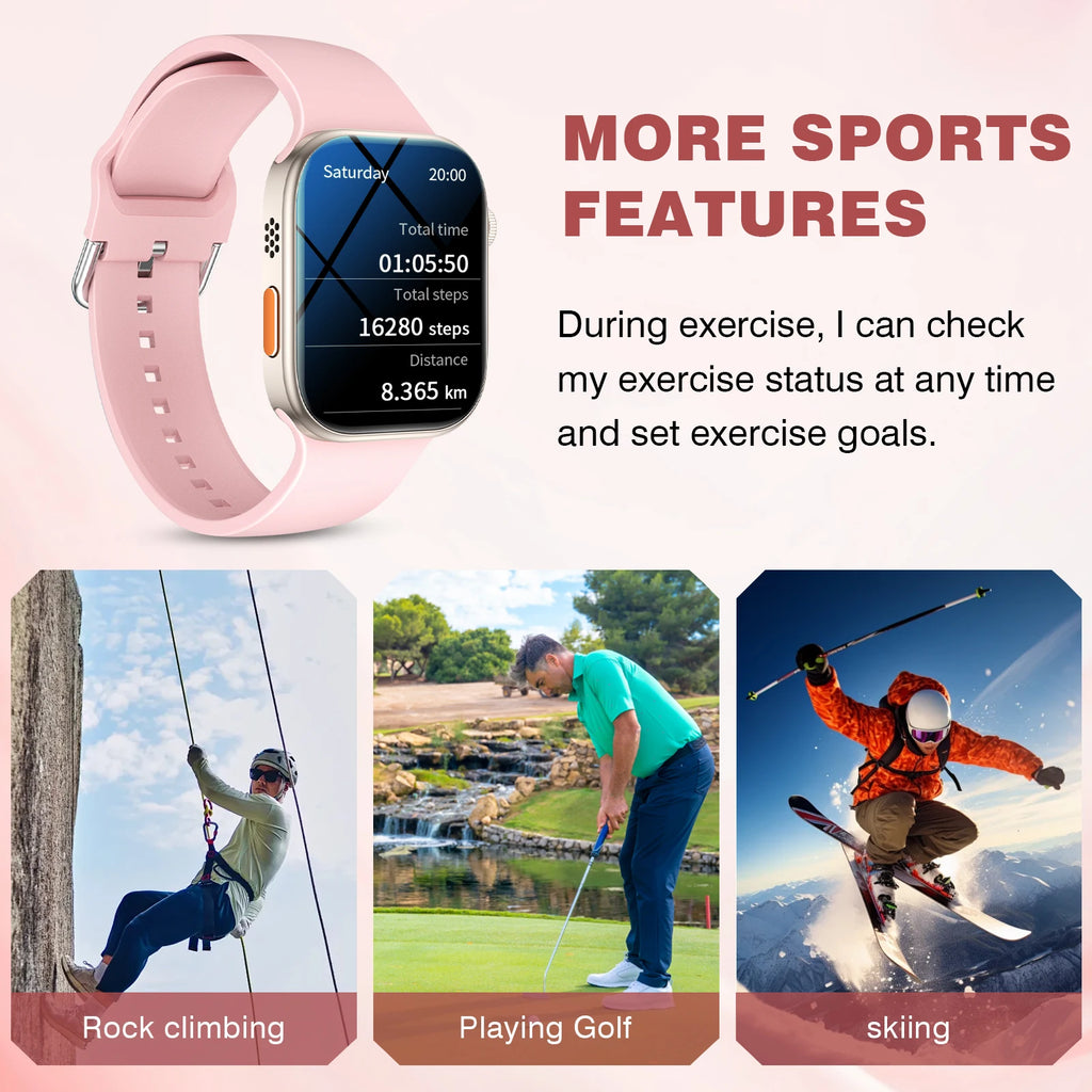 Smart watch, wireless calling, message reminder, multi-sport LED HD screen,