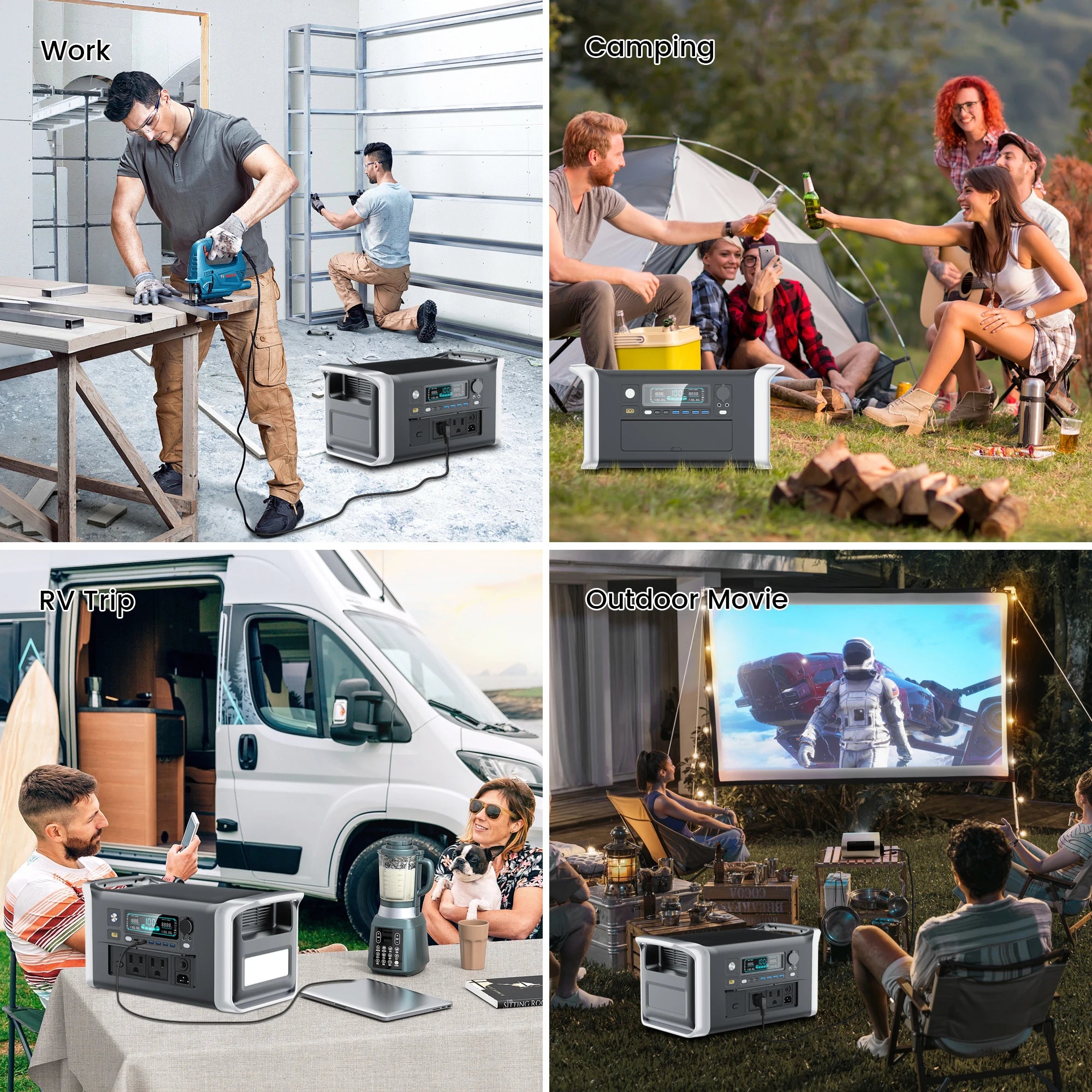 CTOLITY AP1000 1600W Solar Generator Lifepo4 & 200W New Solar Panel  Solar Fast Dual Charging RV Outdoors Camping Travel Blackou