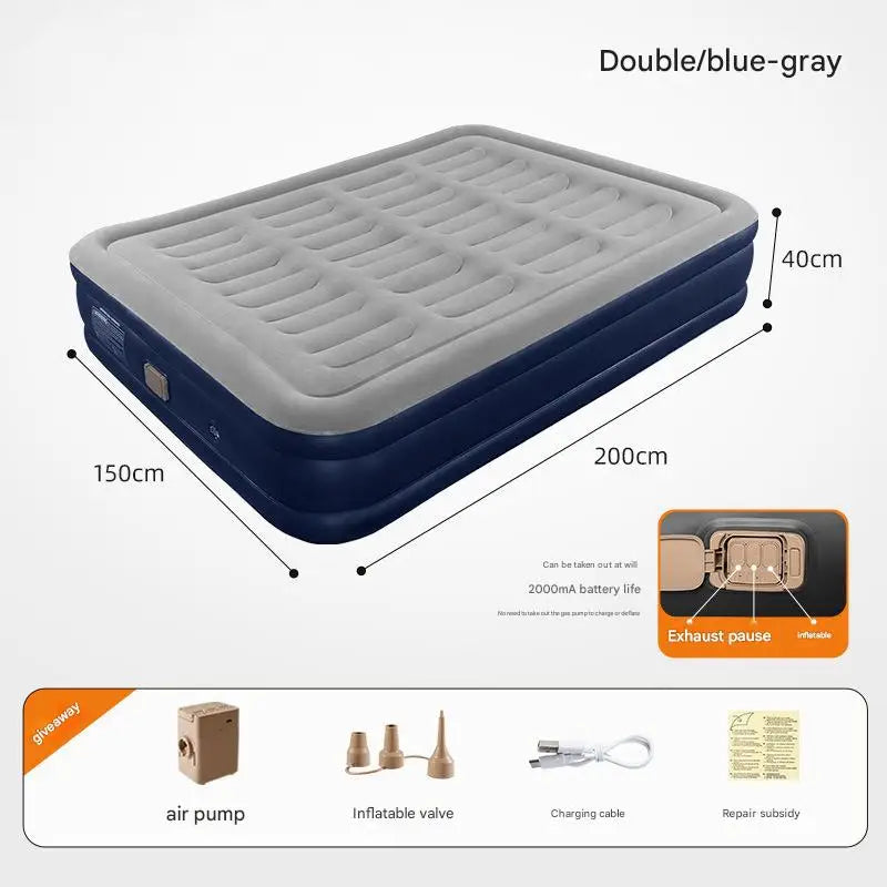 Air Mattress With Electric Air Pump Foldable Inflatable Mattress Mat With Soft Flocked Top