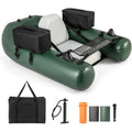 Inflatable Float Tube, Fishing Belly Boat with Fish Ruler, 2 Detachable Storage Bags, Pump, Carry Bag, PVC Fish Boat w/Reinforce