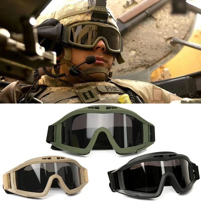 1Pair of Tactical Goggles Retro Cool Motorcycle Windproof Dustproof Safety Glasses
