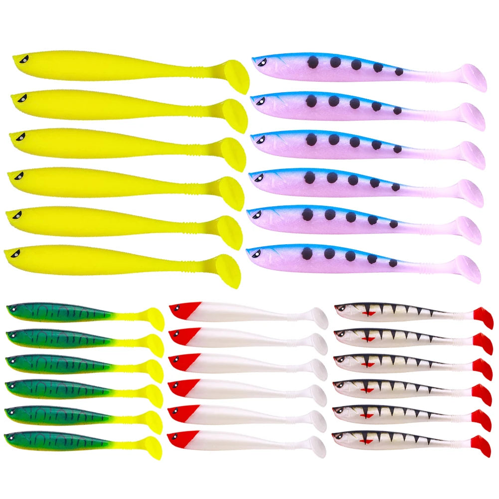 6Pcs Artificial Soft Bait 9cm Fishing Lure Minnow Multifunctional Fishing Bass Carp Lure