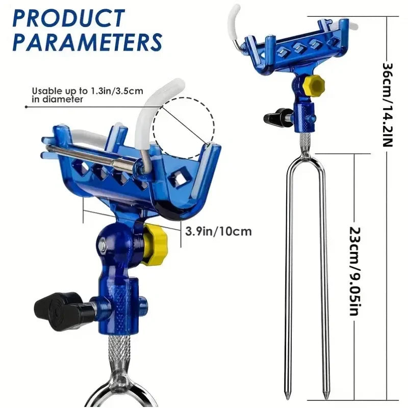 2-piece stainless steel fishing rod holder, 360° adjustable