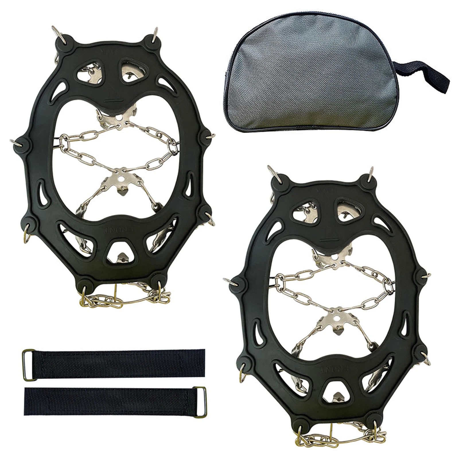 19 Teeth Snow Spikes Crampons Anti Slip Ice Gripper Cleats Chain Claws for Hiking Climbing  Walking Boots Cover ﻿