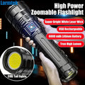 Super Bright LED Handheld Outdoor Flashlight, Adjustable Zoom, USB Rechargeable and dischargeable with Type-C Interface 1800mah