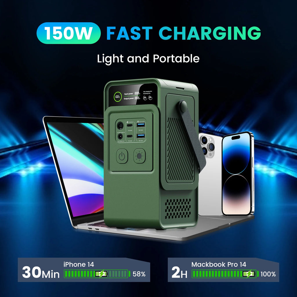 CTOLITY 192Wh Camping Power Station 200W Power Bank 60000mAh LiFePo4 Portable Charger Battery Outdoor Solar Generator Supply