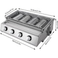 Professional 4-Burner Stainless Steel Portable Tabletop Propane/LPG Gas Grill