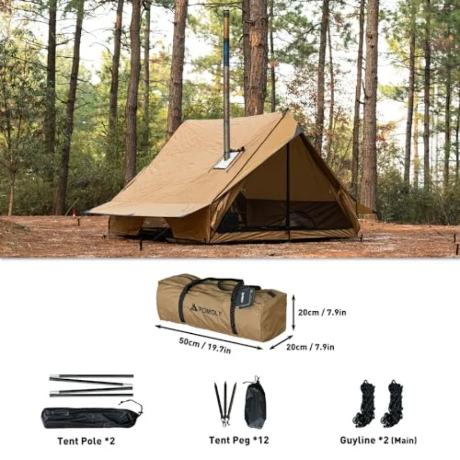Hot Cabin Tent  with Stove Jack and Two Poles for 2-3 Person Hiking Backpacking
