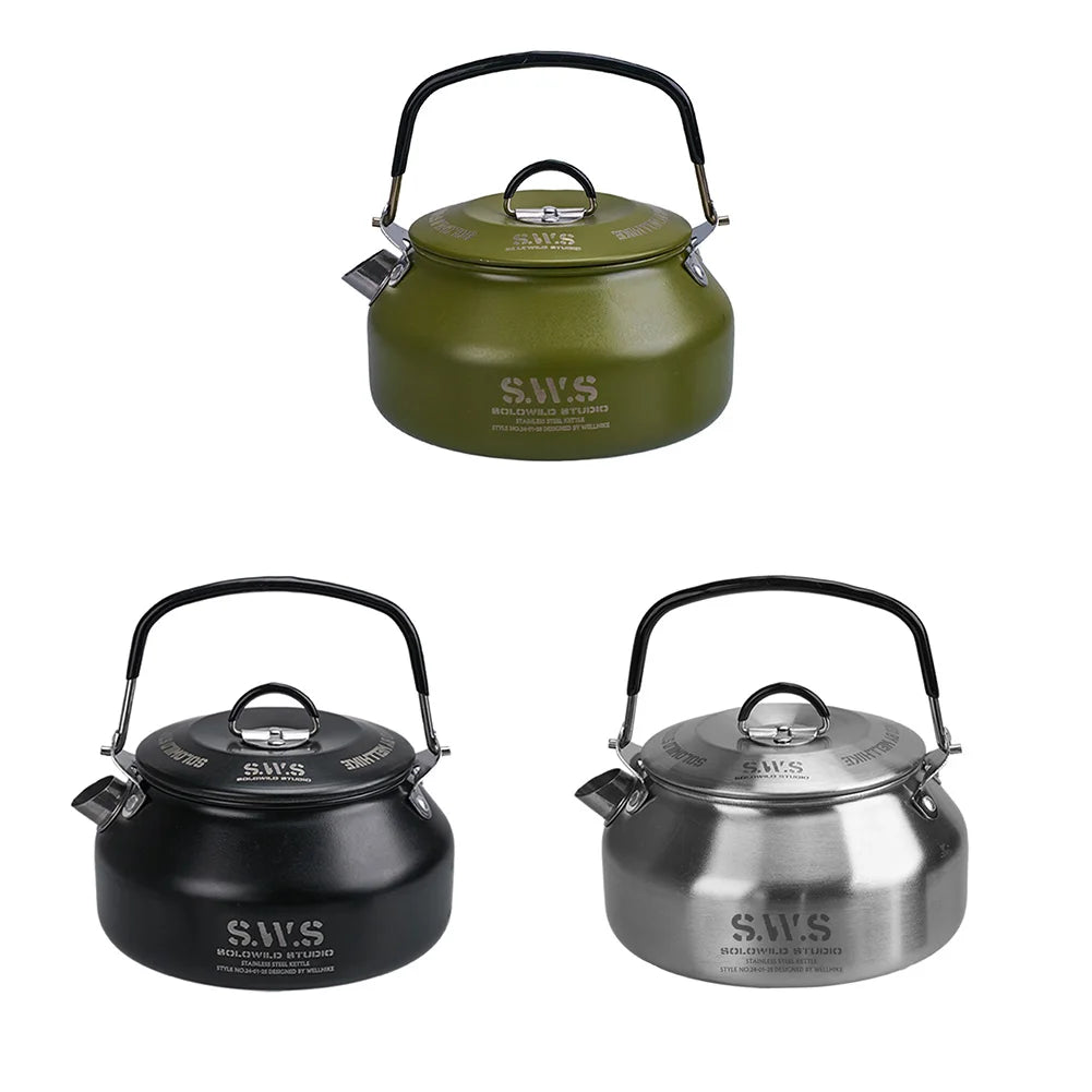 0.8L Portable Hiking Kettle 304 Stainless Steel Ultralight Coffee Kettle