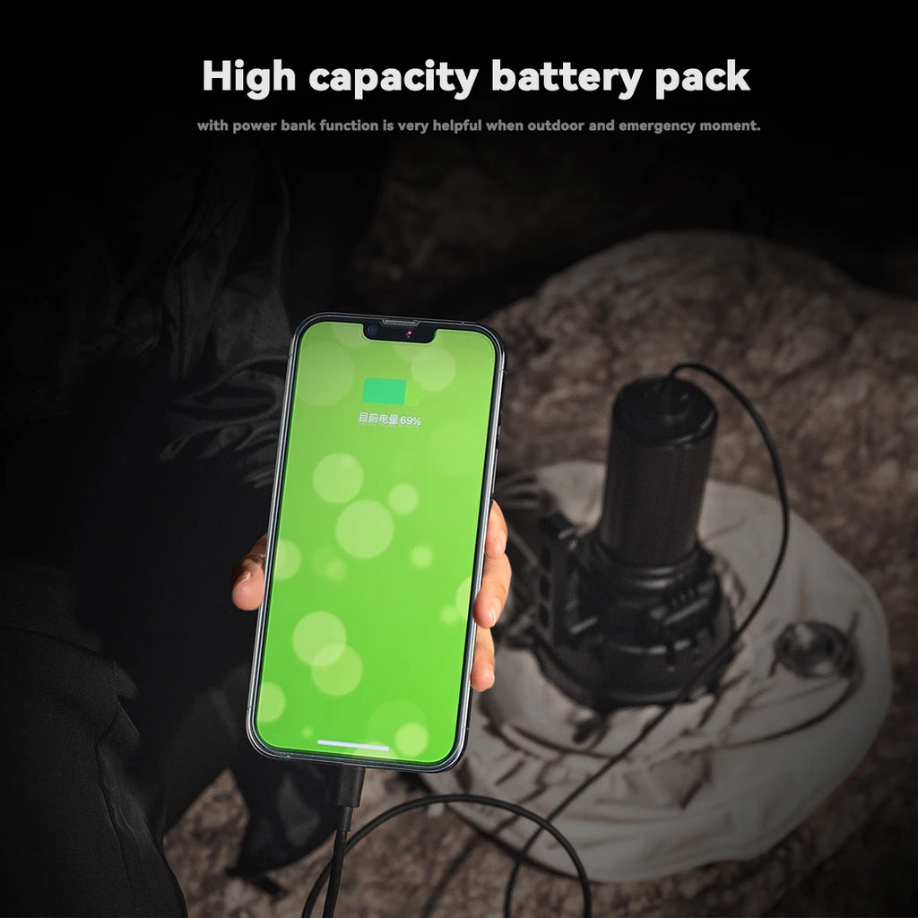 200000 Lumen Super Bright Flashlight Range 1618m High Power Flashlight LED rechargeable Professional Searchlight