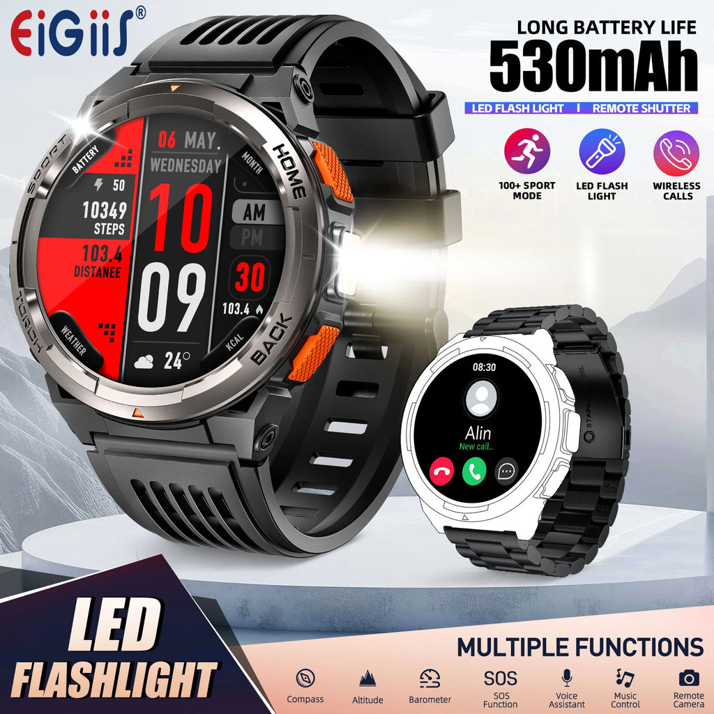 1.45 Inch Smart Watch Waterproof Original Design Sports  LED Flashlight