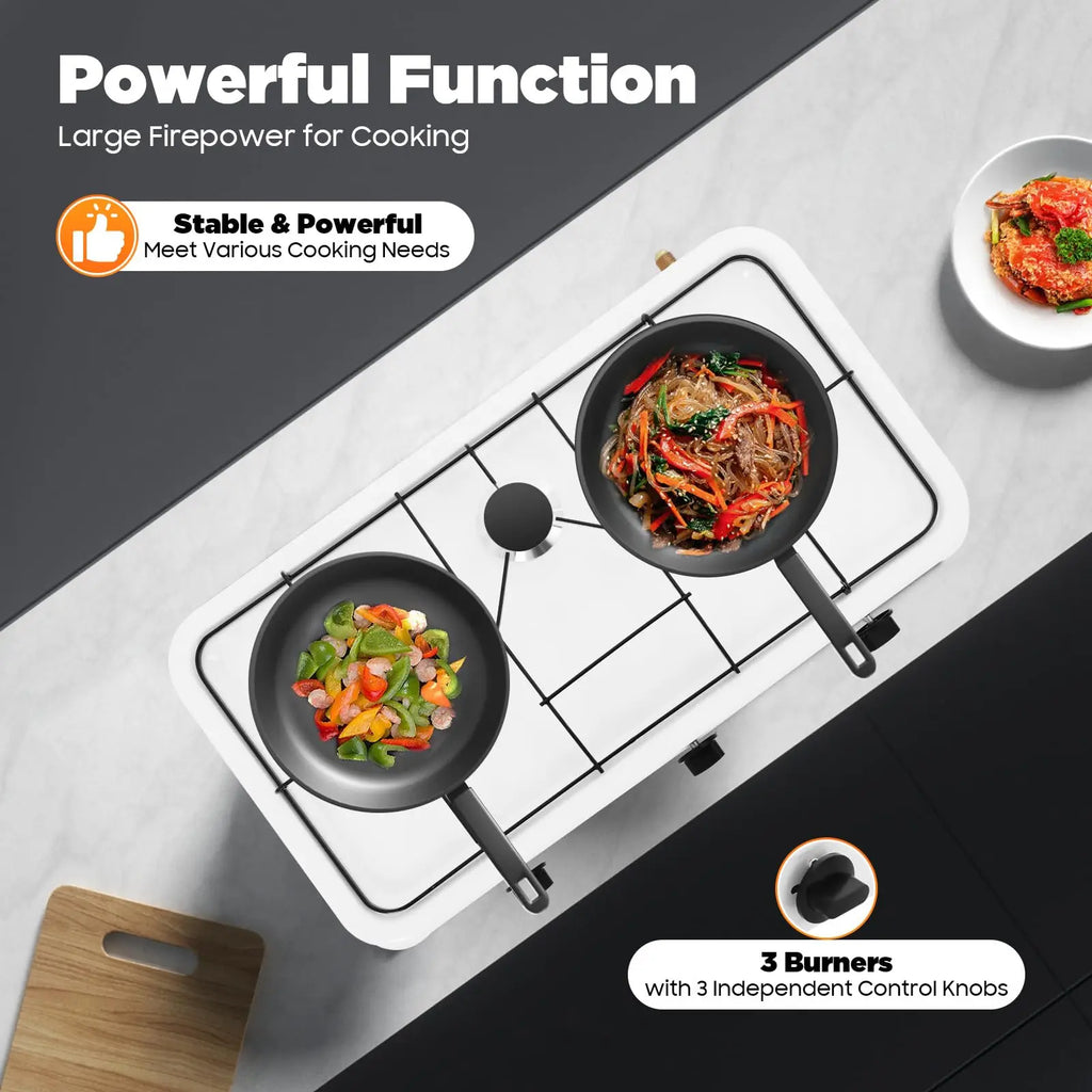 3 Burner Portable Propane Gas Stove 24 Inch Cooking Cooktop