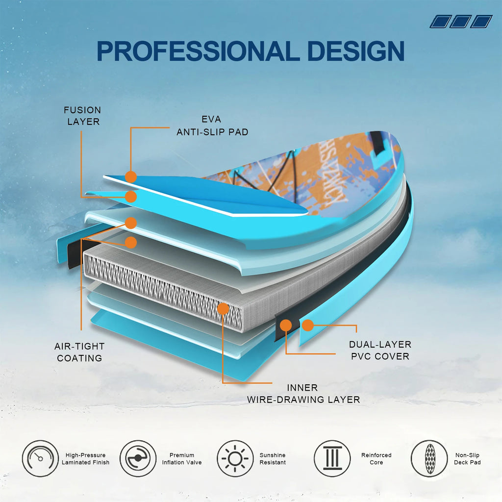 HHSJZWCY 10' Inflatable Stand Up Paddle Board Kayak, 34'' Extra Wide, for Adults, with Seat, PaddleBoard for Fishing,Touring,