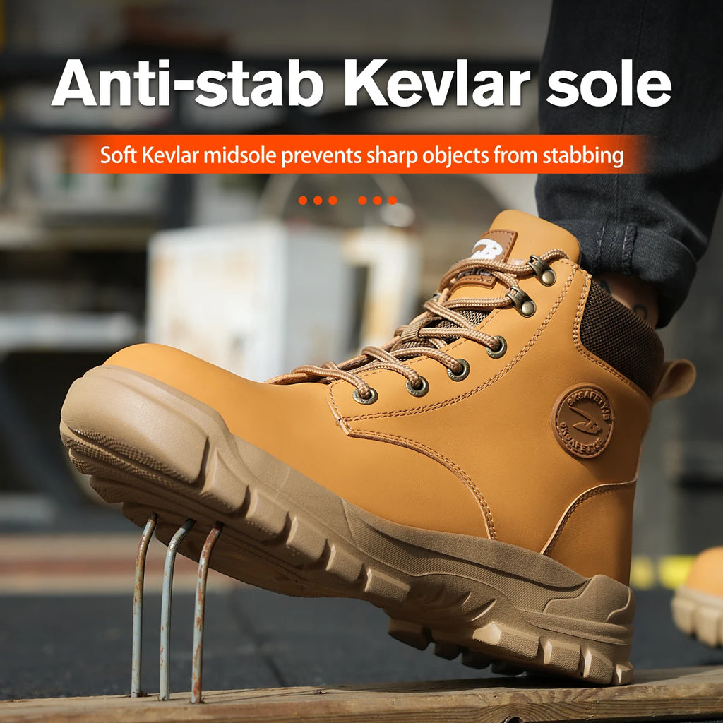 High-top PU anti-smash anti-puncture breathable safety shoes