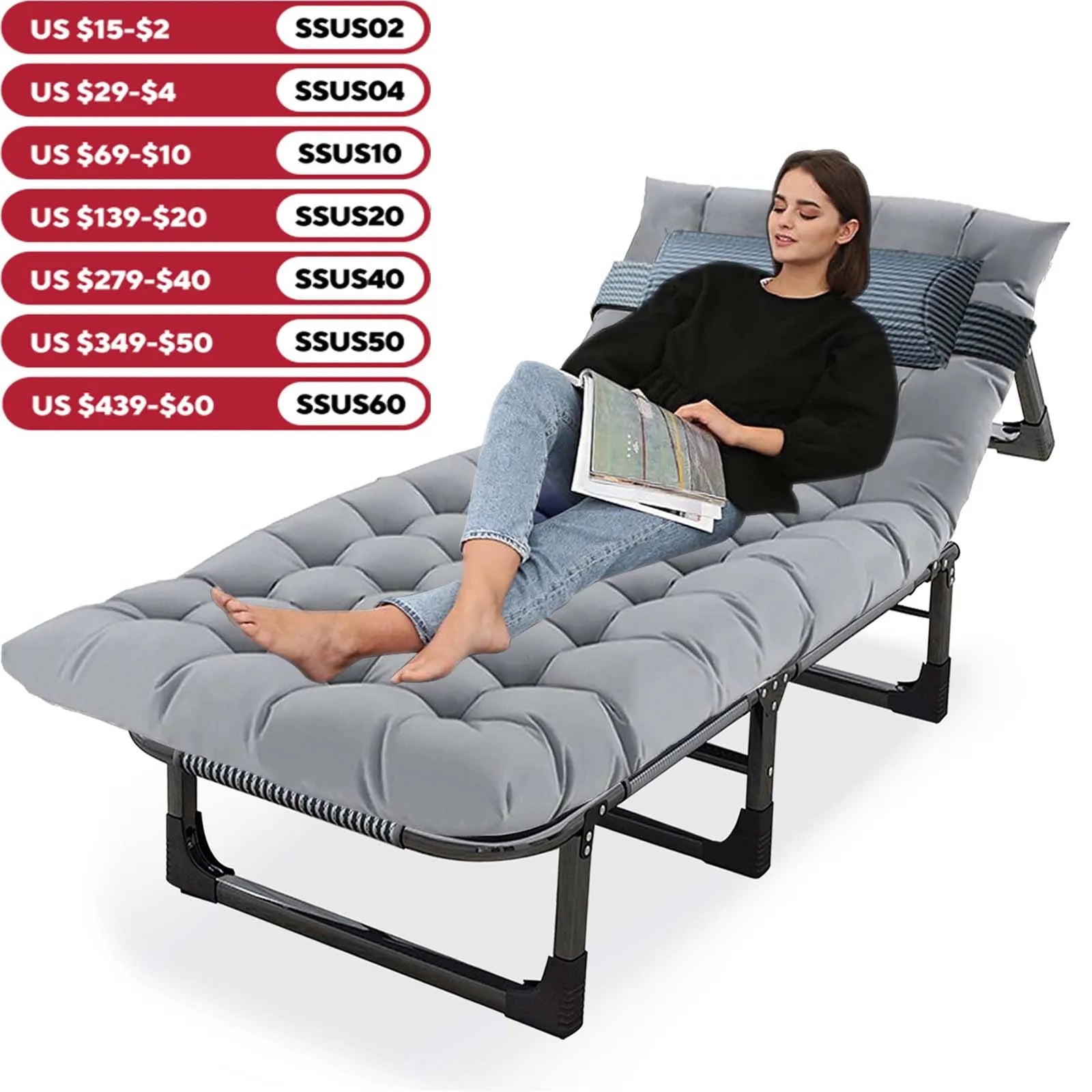 4-Position Folding Camping Bed