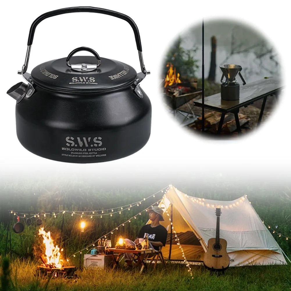 0.8L Portable Hiking Kettle 304 Stainless Steel Ultralight Coffee Kettle