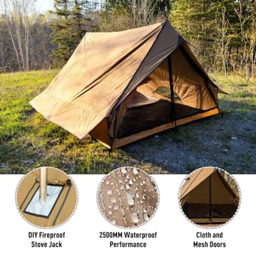Hot Cabin Tent  with Stove Jack and Two Poles for 2-3 Person Hiking Backpacking