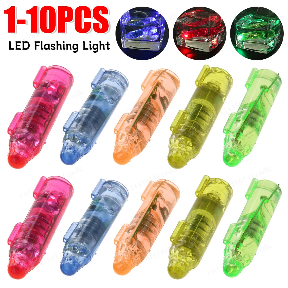 1-10PCS Underwater Mini Fish Attraction Indicator Lure LED Flashing Light Bait Fishing