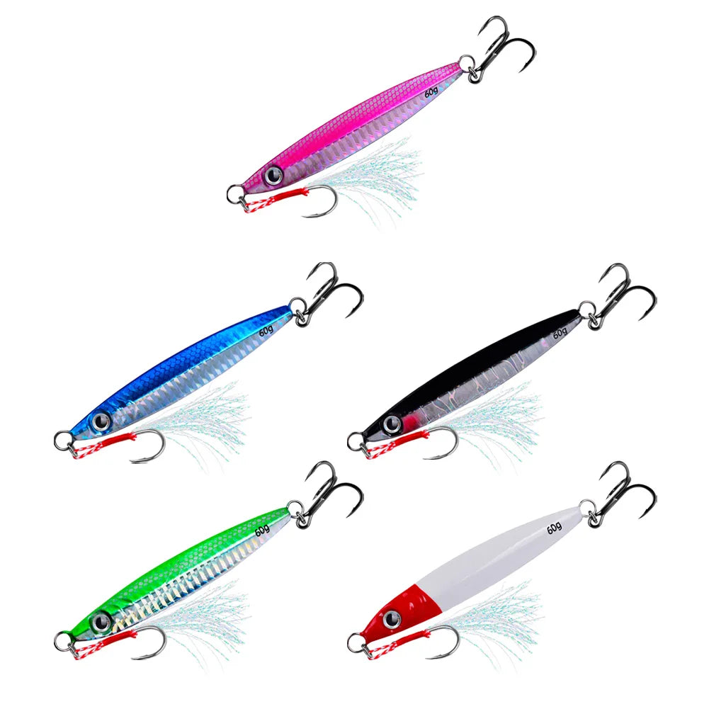 Metal Jig Fishing Lure Fast Sinking Artificial Bait Trout Jigging Lure Saltwater Lures for Sea Fishing and Boat Fishing