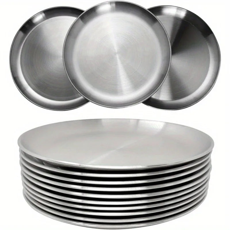 10pcs 304 Stainless Steel Dinner Plates,
