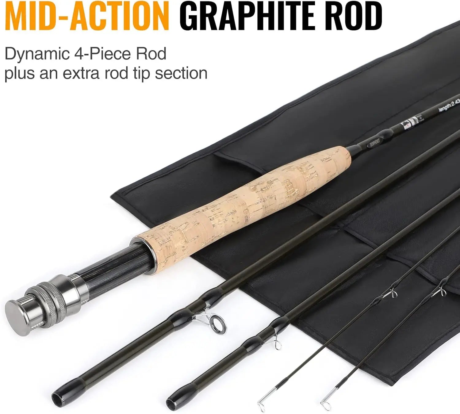 Lightweight 4-Piece Graphite Fly Fishing Rod & Reel Combo Starter Kit