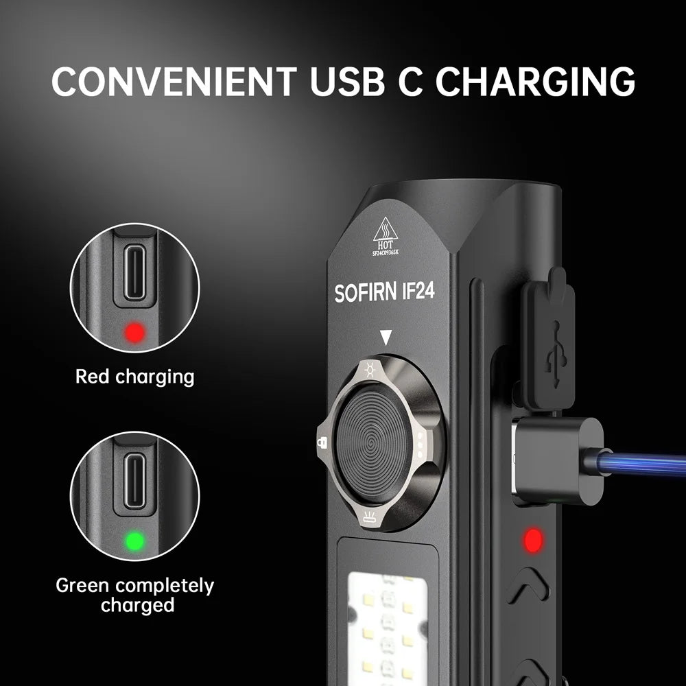 Clearance Sofirn IF24 RGB Powerful 2000Lm Flashlight 18650 Rechargeable Rotary Switch Torch with Magnetic