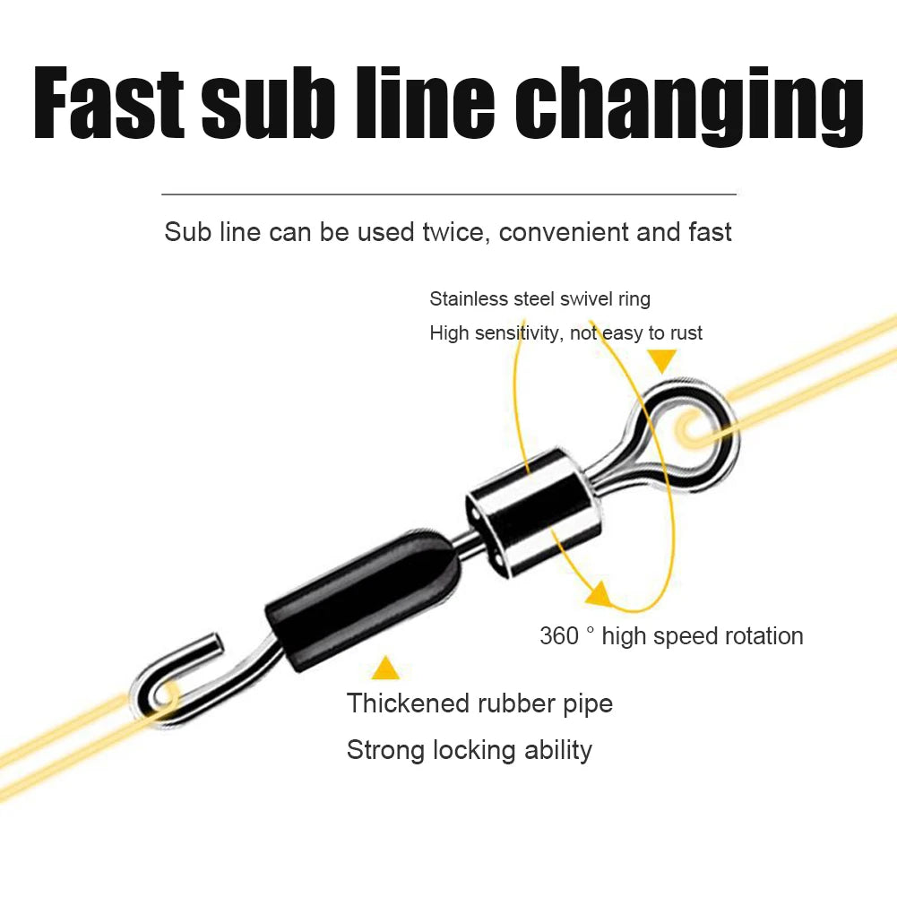 50pcs Fishing Ball Bearing Swivel Solid Rings Fishing Connector