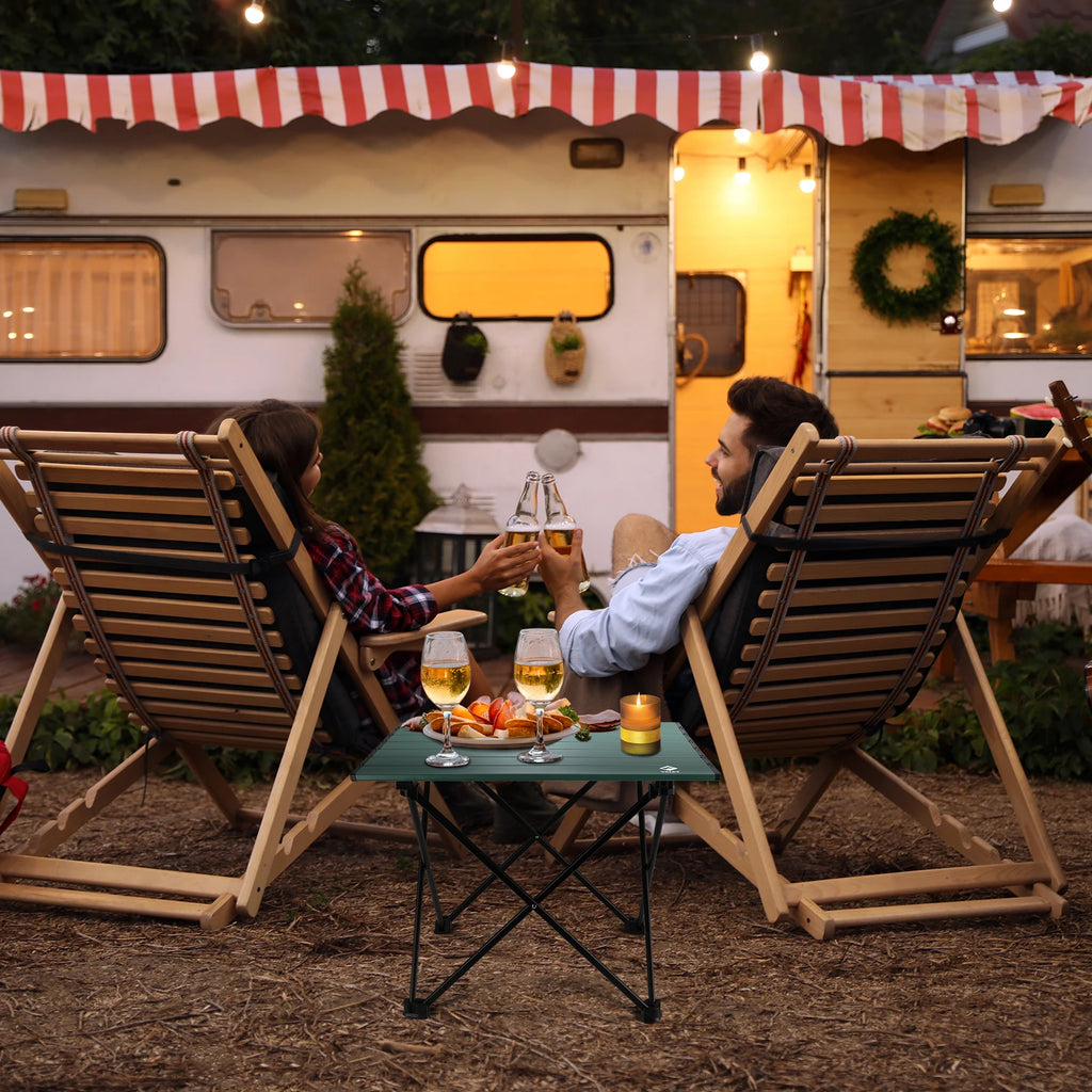 VILLEY Portable Camping Side Table, Ultralight Aluminum Folding Beach Table with Carry Bag