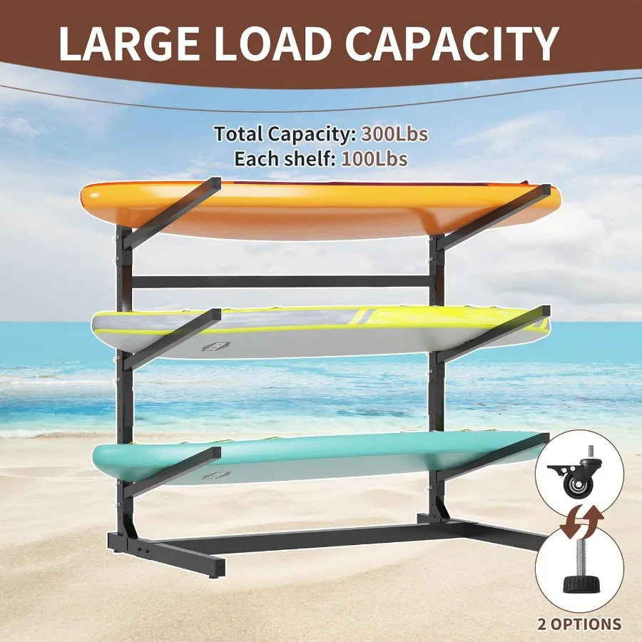 Heavy Duty Kayak Storage Rack with Wheels Adjustable