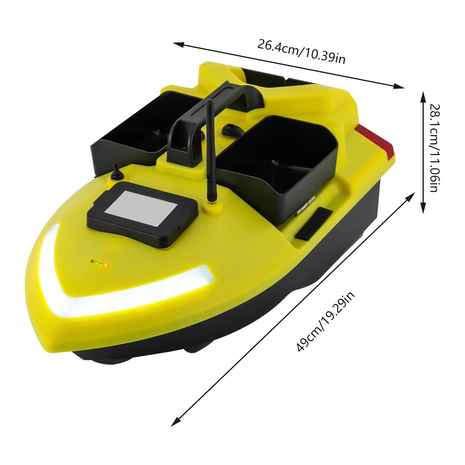 GPS Fishing Bait Boat Remote Control Fish Bait Boat with Charger & Carrying Bag  2kg/4.41lbs Tank Capacity