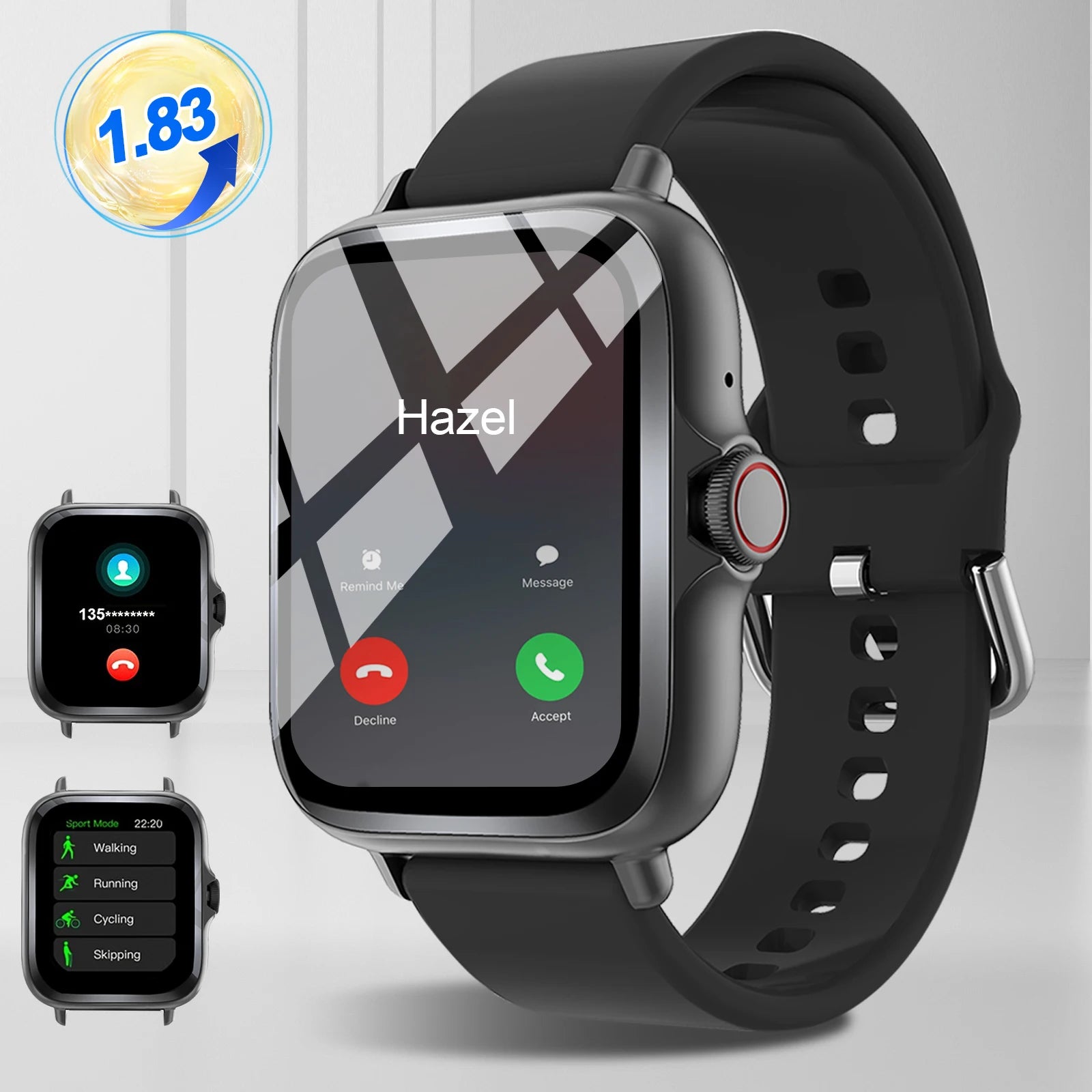 Smart watch with full touch screen, call, message reminder